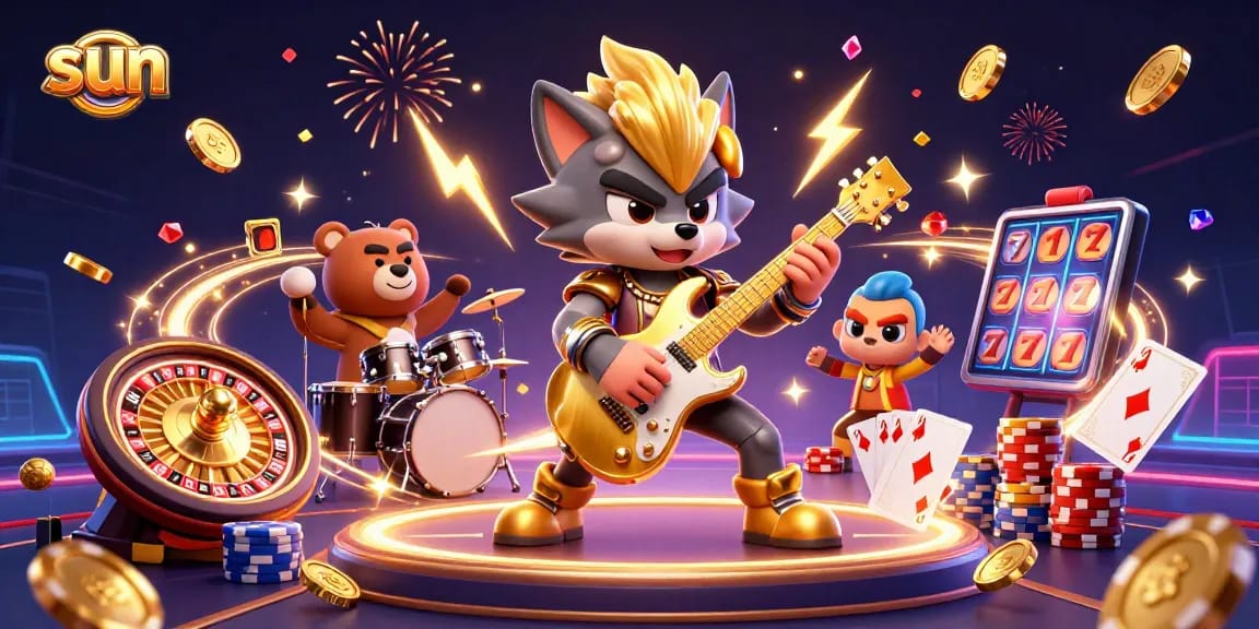 Experience thrilling wins as sun-themed characters energize the casino stage with vibrant games and golden prizes.