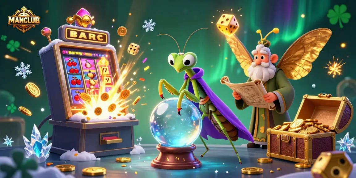 Experience the excitement of MANCLUB with vibrant casino action, slot machines, and mystical fortune tellers.