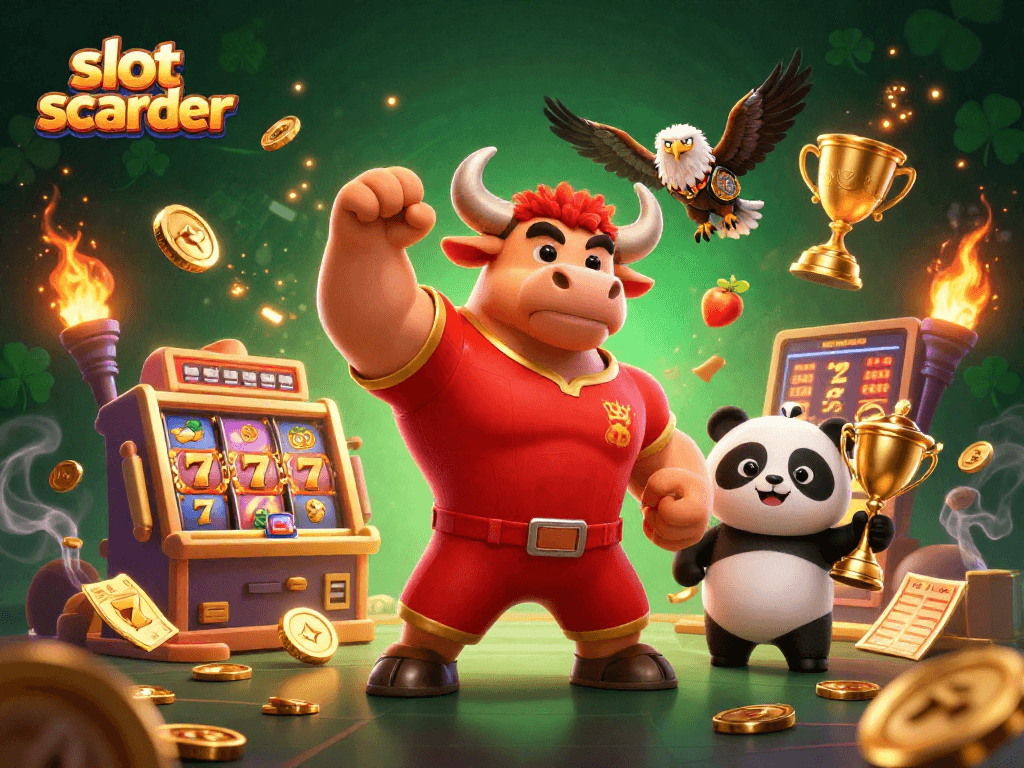Experience the excitement with slot scatter symbols throughout this vibrant casino scene.