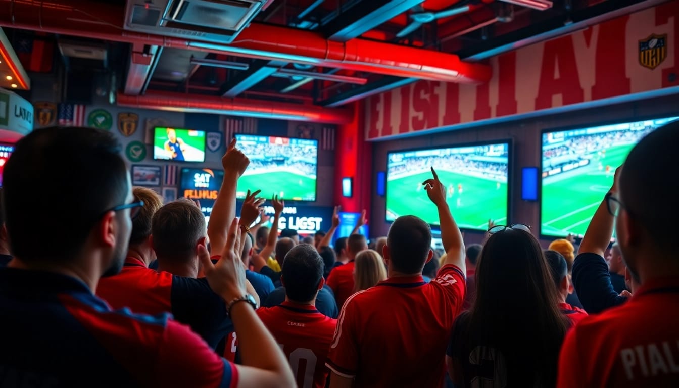 Bolakami streaming pertandingan sepak bola dengan antusiasme penggemar yang ceria.