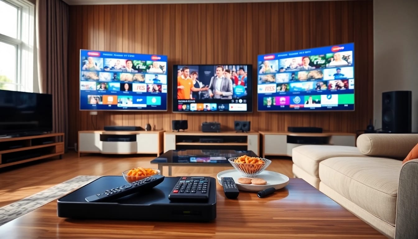 Experience the iptv free trial with a modern streaming setup in a cozy living room.