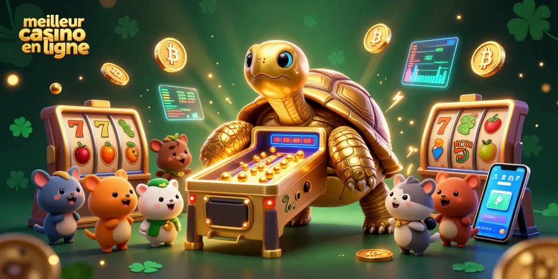Jouez au meilleur casino en ligne avec cette illustration 3D attirante représentant des éléments de machines à sous.