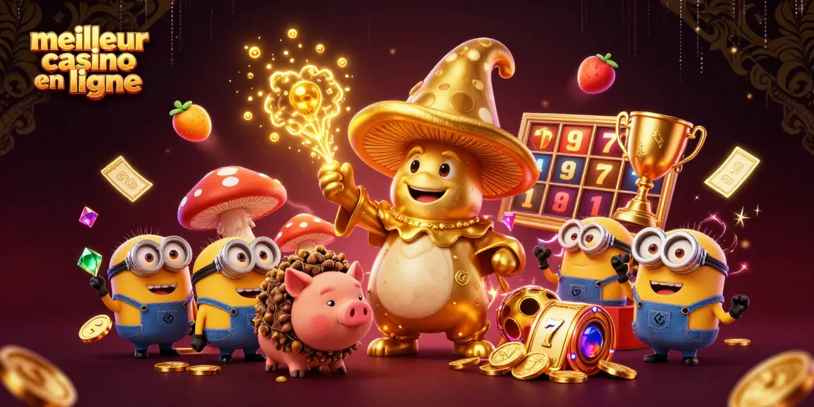 Découvrez le meilleur casino en ligne avec une illustration dynamique de magie et de trésor.