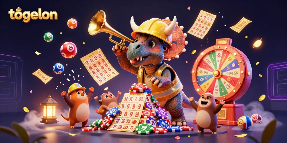 Engage with togelon, where vibrant lottery elements and cheerful 3D characters unite in a festive gaming scene.