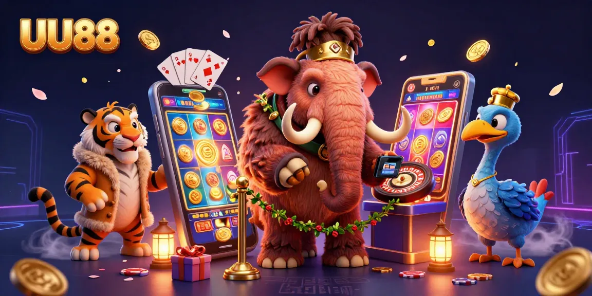 Join the excitement at UU88's dynamic casino with a mammoth bouncer checking IDs!