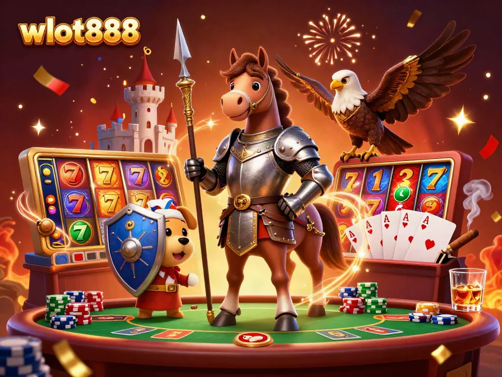 wslot888 menampilkan ksatria, anjing squire, dan falcon dalam ilustrasi taruhan slot yang menakjubkan.