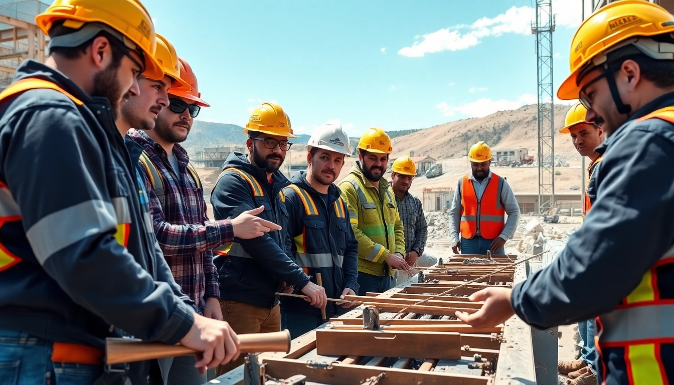 Showcasing construction workforce development Colorado, diverse workers actively train on site.