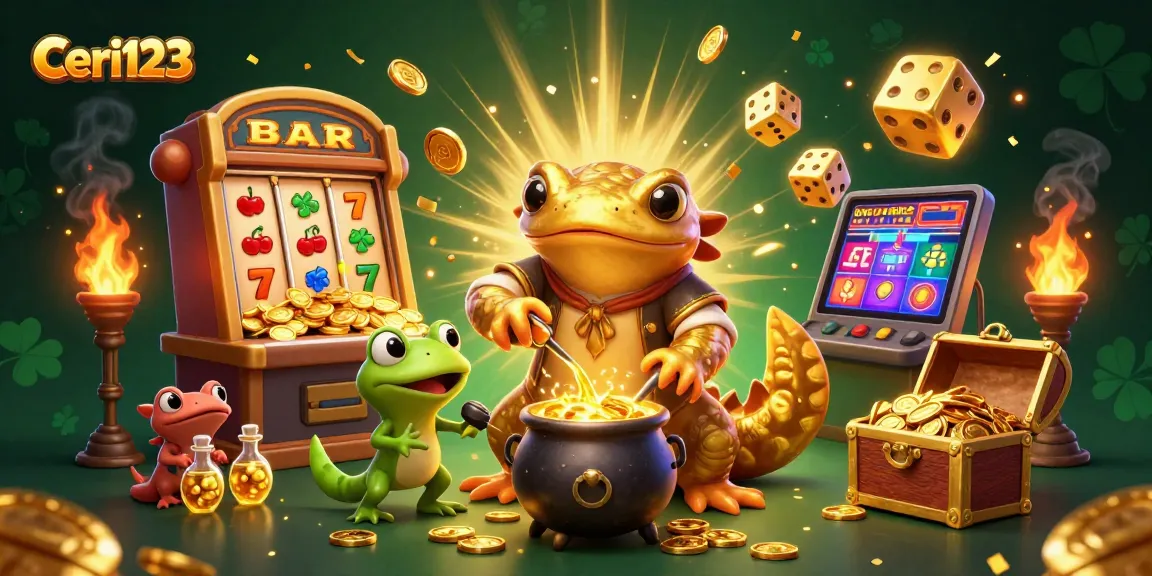 Ceri123 boosts excitement with a golden salamander and magical gambling scene evoking jackpot thrills.