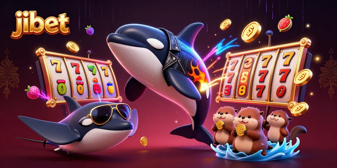 Experience the thrills at jibet with a vibrant 3D casino illustration featuring characters and dynamic game elements.