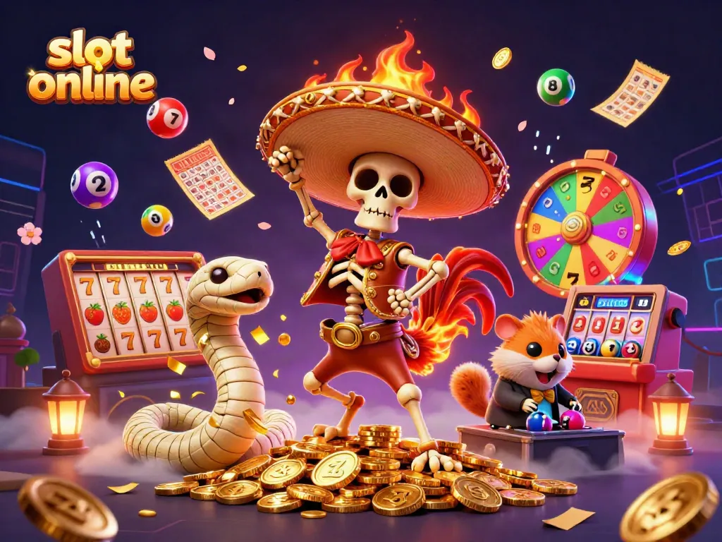 Experience slot online with exciting characters in a vibrant 3D casino scene.