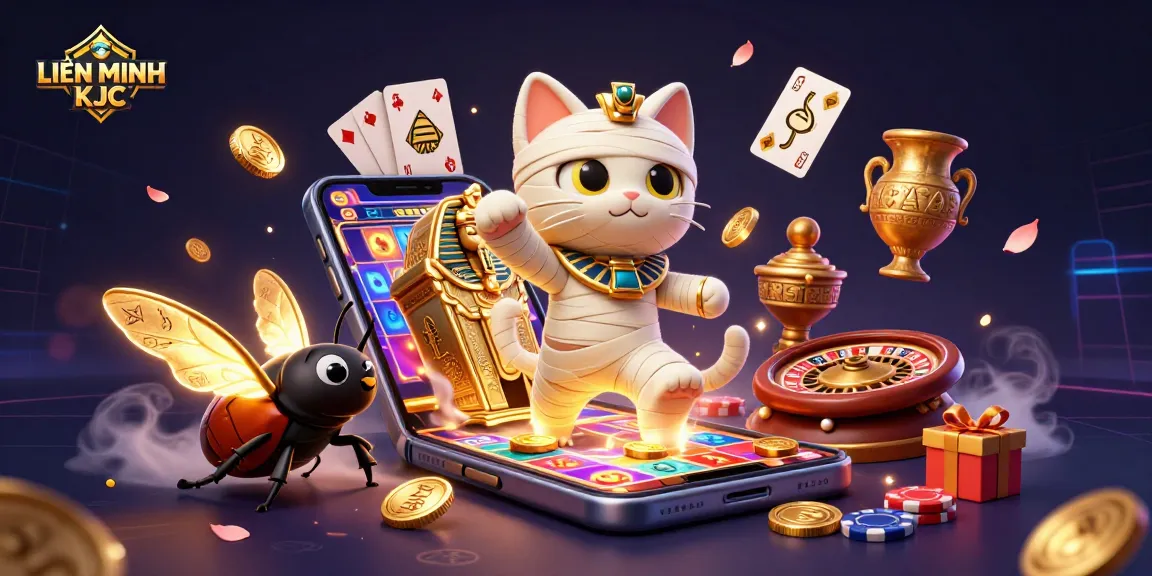 Experience thrilling gameplay with LIÊN MINH KJC in this dynamic casino illustration.