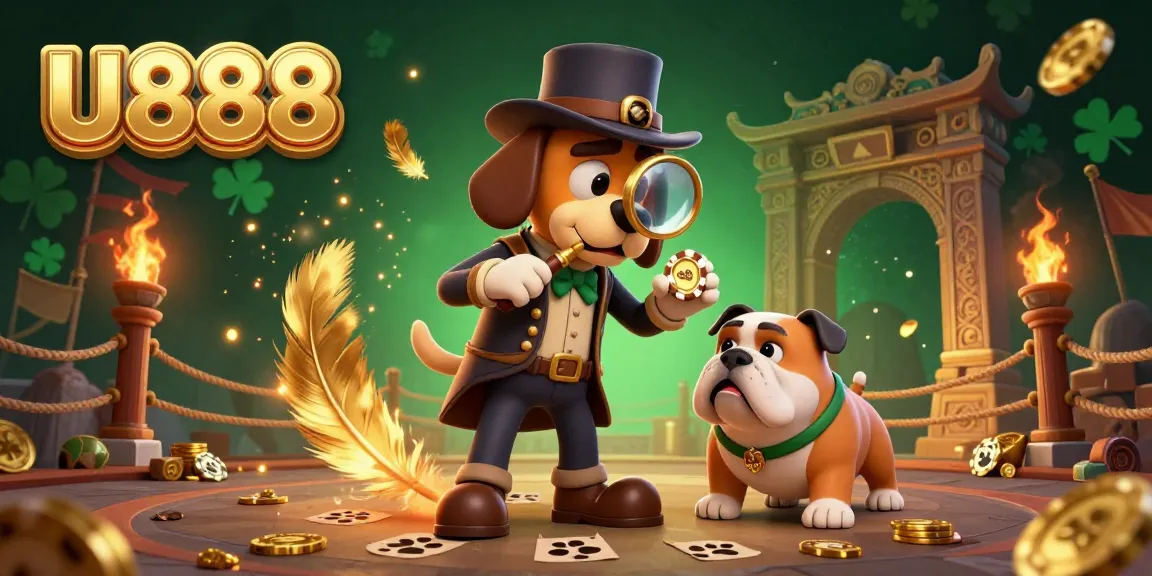 Engage with U888’s thrilling atmosphere as a detective dog uncovers a golden poker chip.