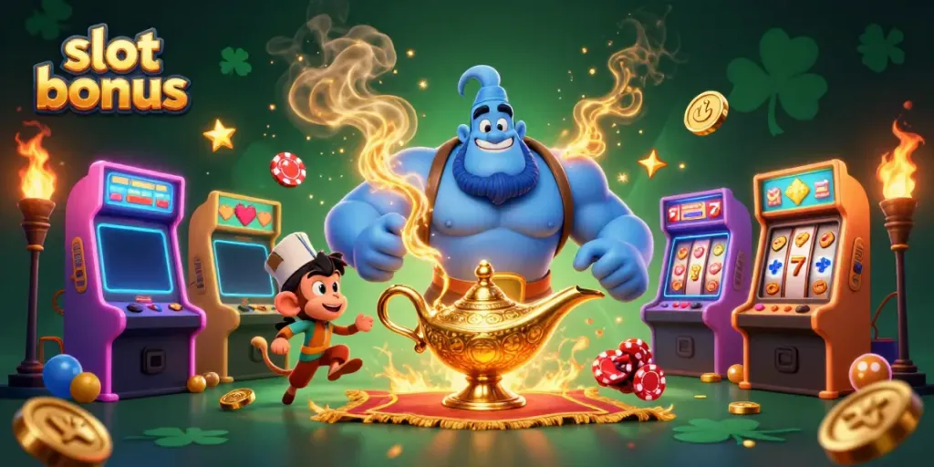 Spin the reels and uncover exciting slot bonus features with our vibrant casino illustration.