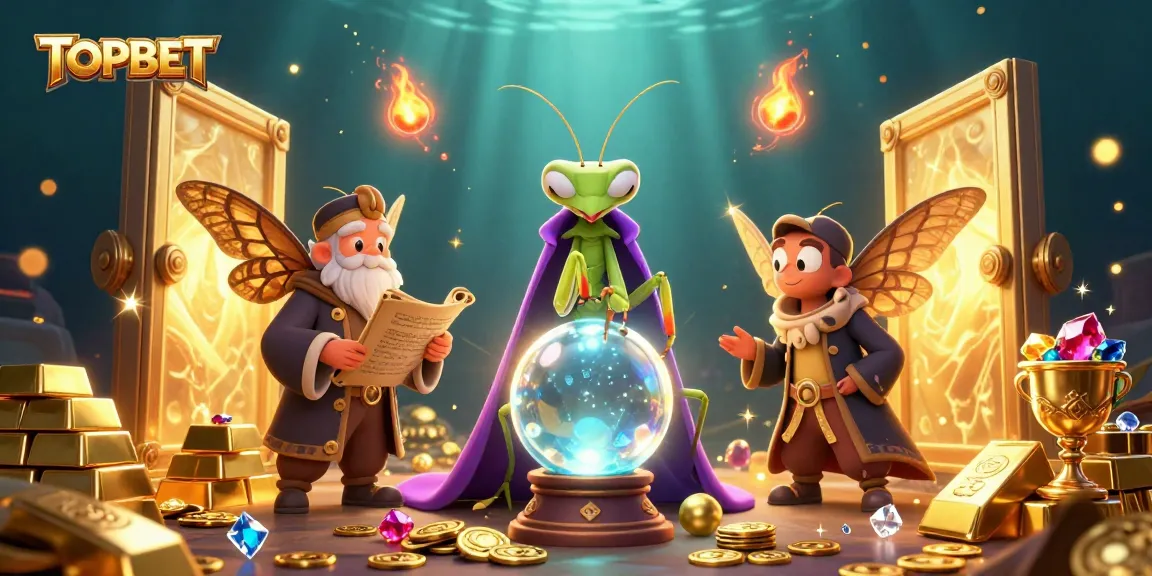 Join the exciting world of TOPBET with energetic casino gaming scenes and vibrant treasure illustrations.