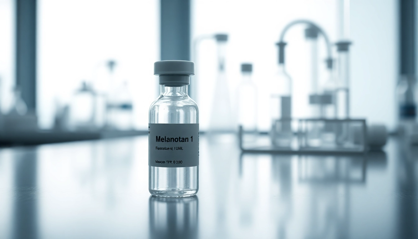 Showcasing Melanotan 1 for sale in a professional laboratory, emphasizing scientific research.