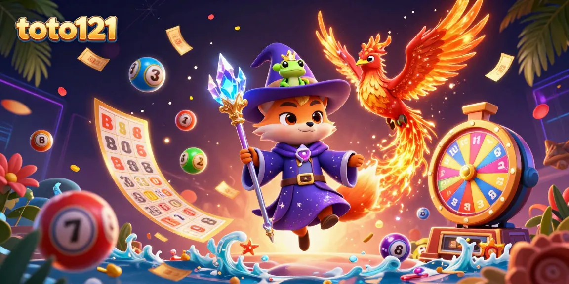 Experience excitement with toto121's vibrant lottery-themed 3D fantasy illustration.