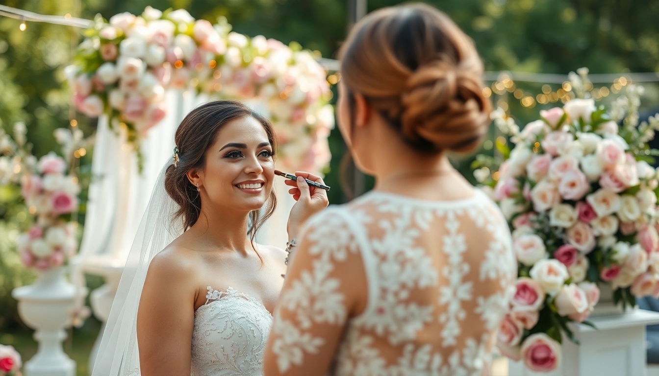 Transforming a bride's look with the Dallas bridal glam team in a stunning outdoor setting.