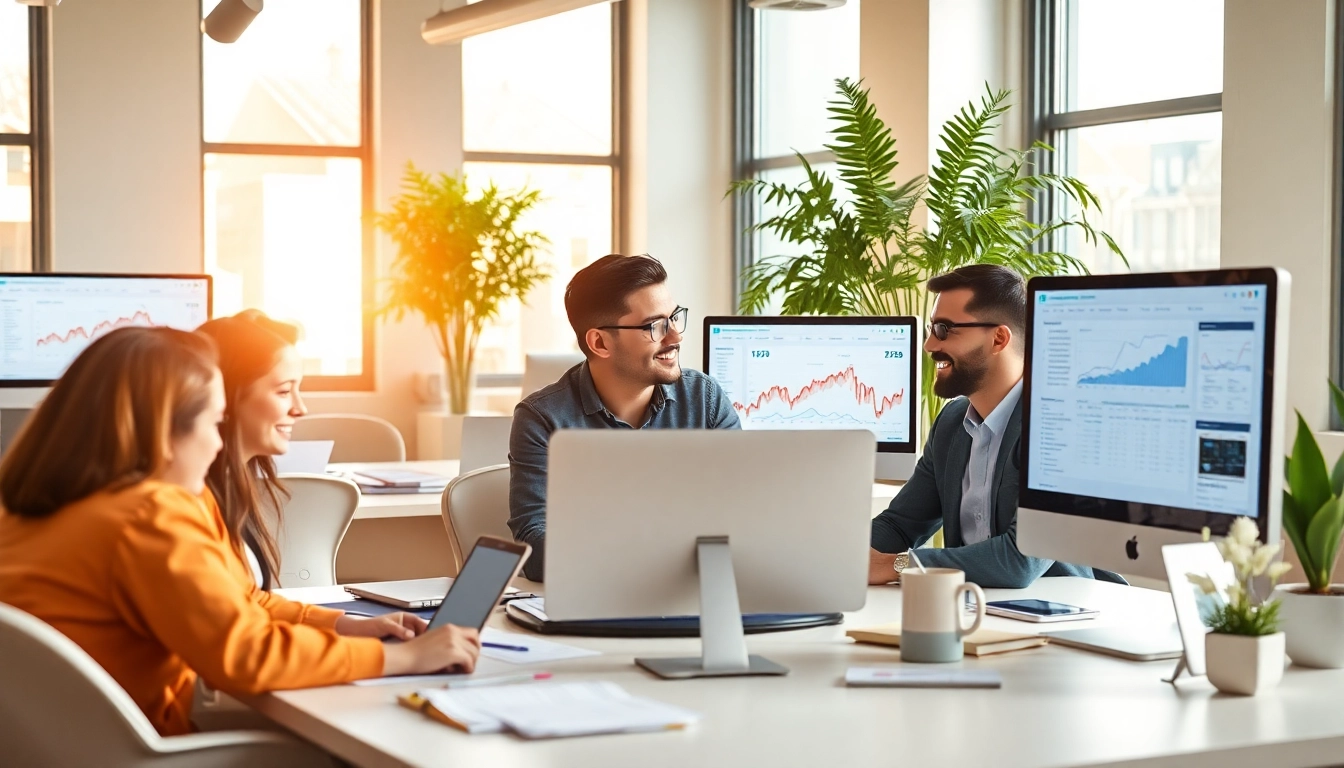 Engaging workspace of a google ads agency Melbourne showcasing teamwork and data analysis.