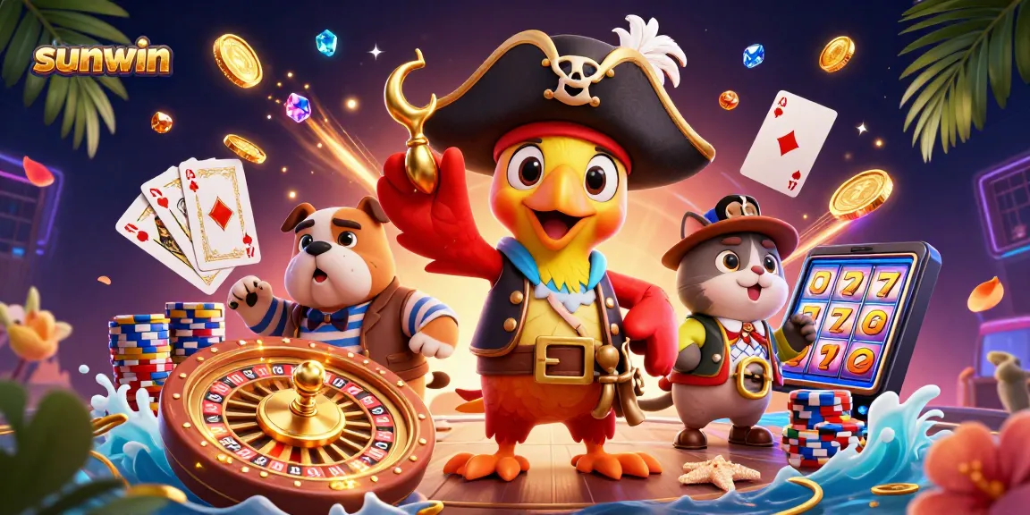 Experience thrilling action with sunwin at this vibrant casino illustration showcasing dynamic gameplay.