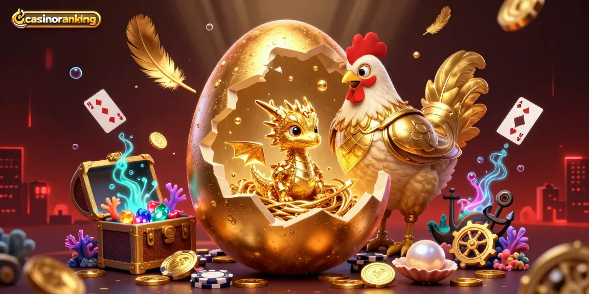 Engage with a vibrant, flashy scene featuring casinoranking's golden dragon and poker chips within an underwater treasure realm.