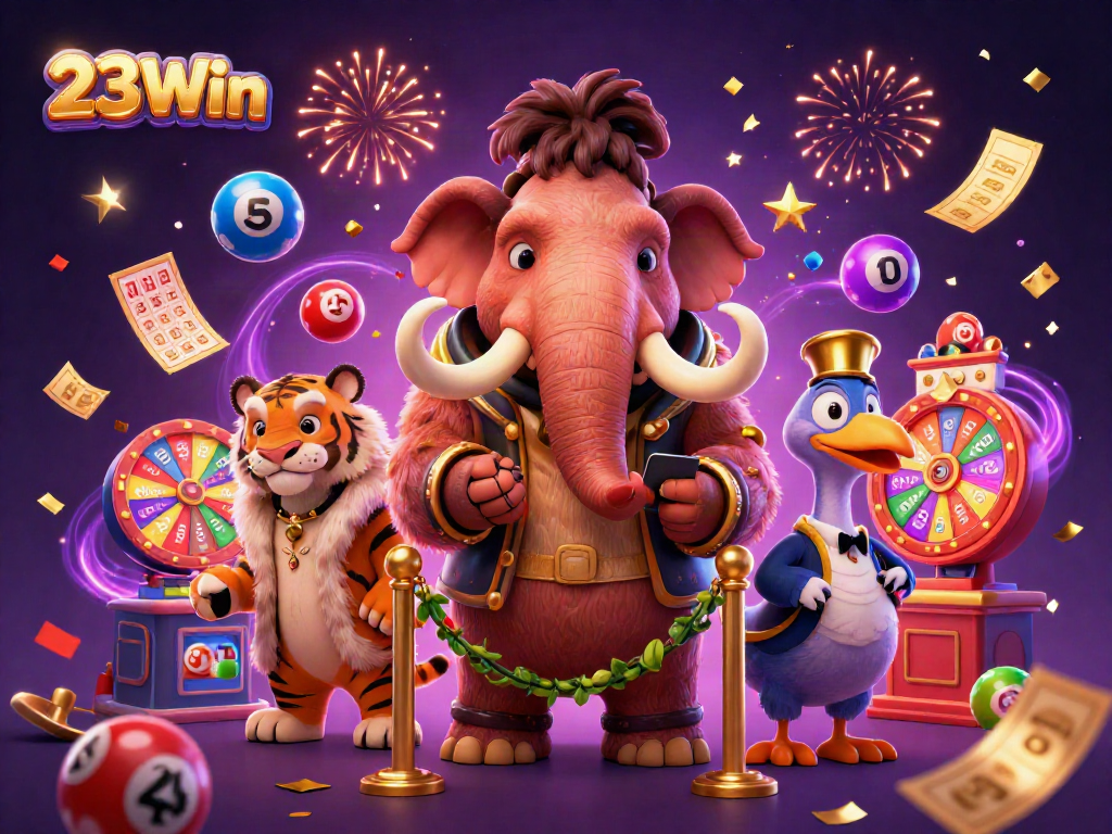 Experience exhilarating gaming with 23Win as a woolly mammoth bouncer greets you at the casino entrance.