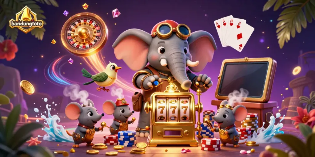 Experience vibrant 3D bandungtoto fun with steampunk characters and dynamic gambling elements.