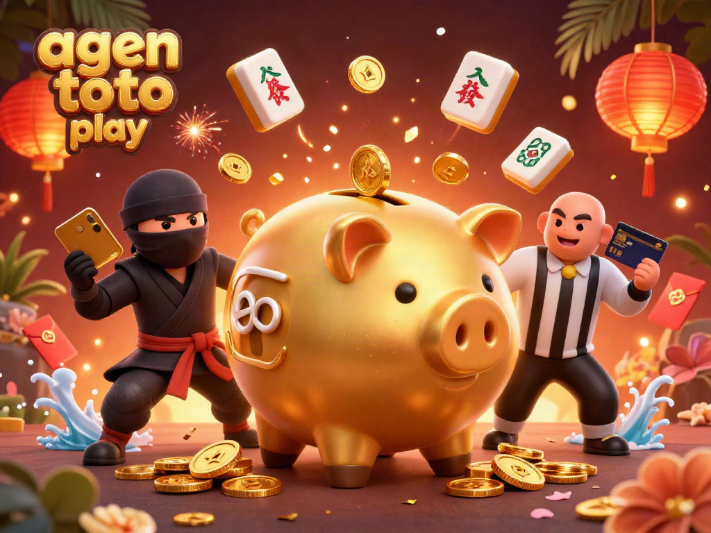 Experience excitement with agen toto play as characters collide in a dynamic 3D gambling scene.