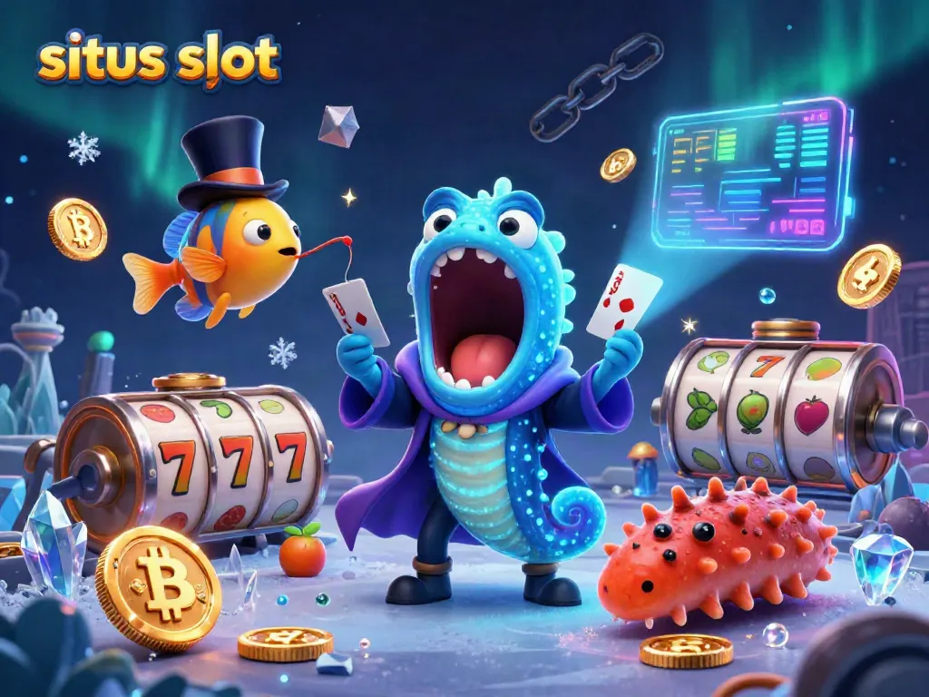 Gambar menampilkan situs slot yang magis dengan ikan gulper, ikan pancing, dan timun laut dalam aksi sulap.