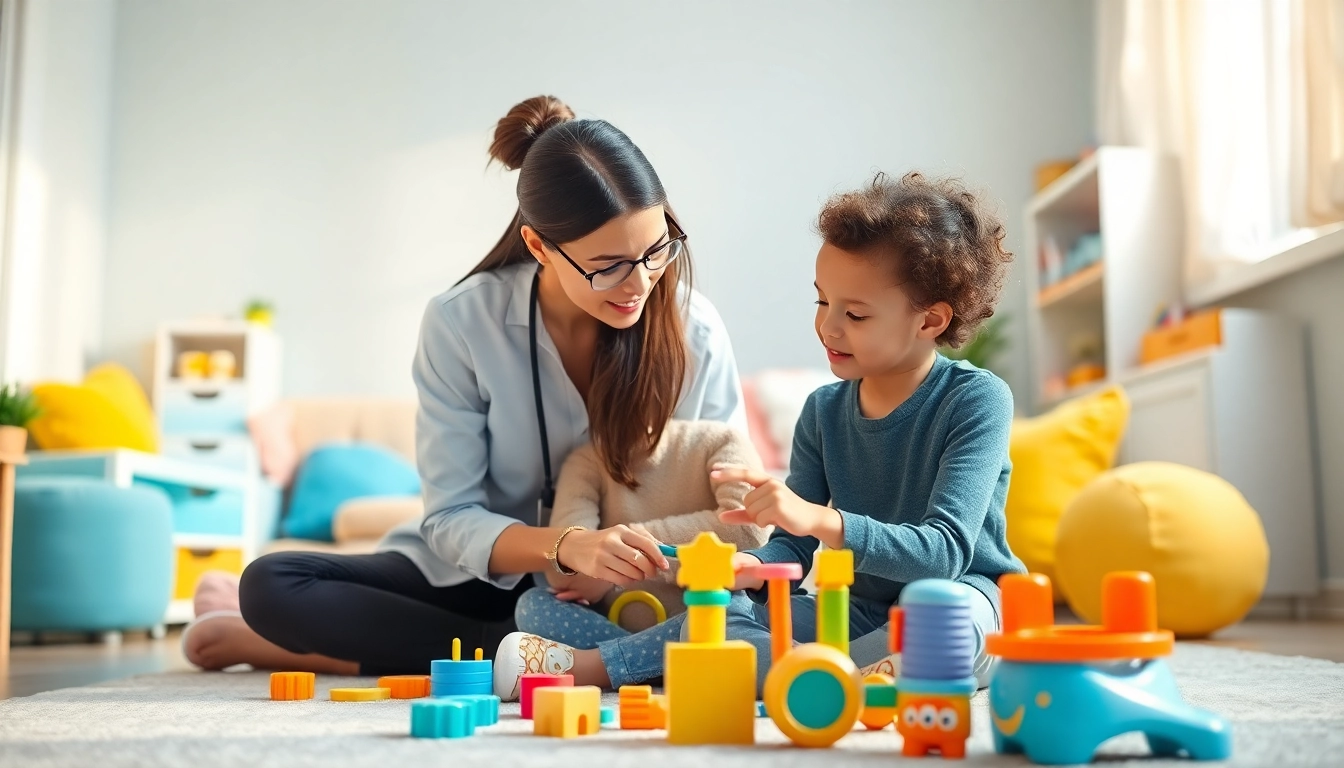 Engaging ABA therapy in Livonia session with a child and therapist in a welcoming space.