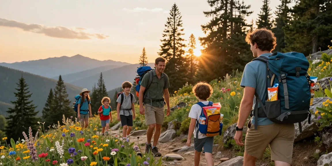 Family enjoying outdoor adventures with mantra88 at stunning mountain landscape.