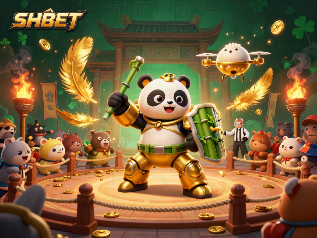 Engage with thrilling SHBET action in a vibrant 3D arena filled with cheers, gold coins, and dynamic gameplay.
