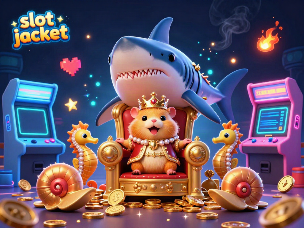 Celebrate the thrill of winning with slot jackpot, illustrated by a golden hamster king in a vibrant casino scene.