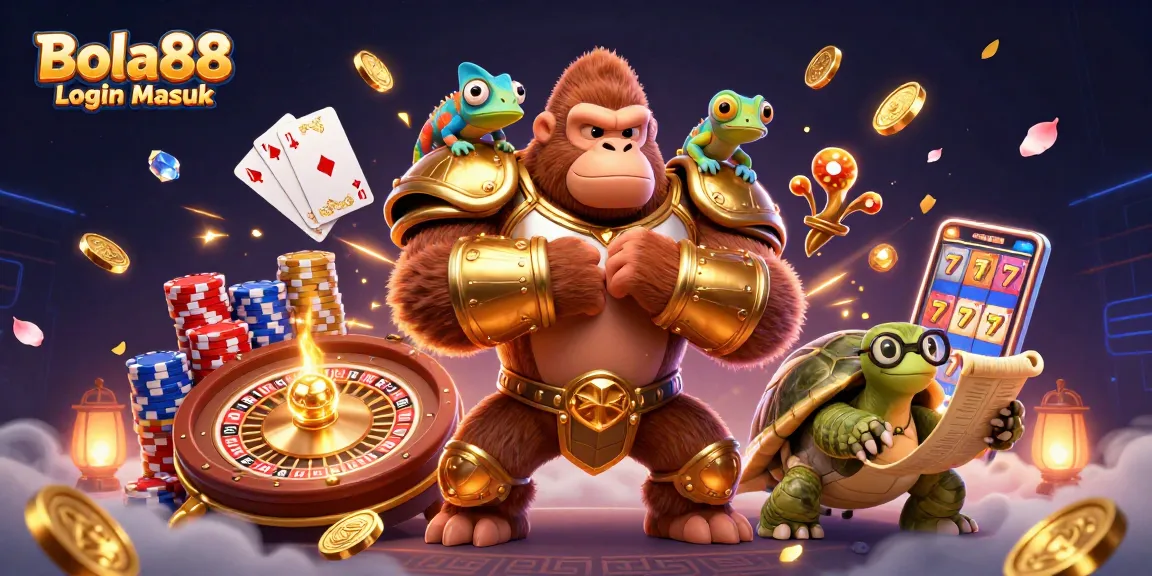 Bola88 Login Masuk to enjoy immersive slot gameplay with vibrant characters and thrilling casino action.