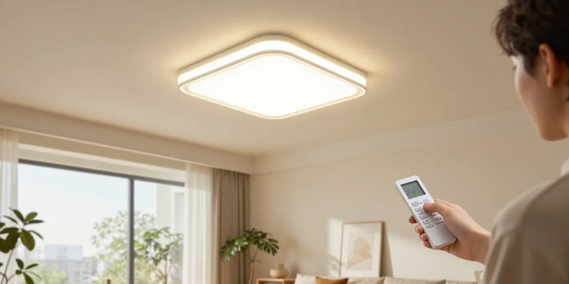 Lustra cu telecomanda elegantă în living, adaptată perfect pentru un iluminat modern și eficient.