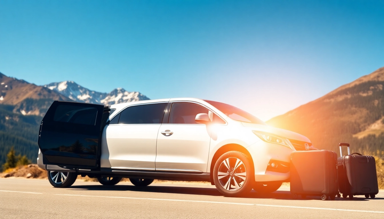 Experience vancouver to whistler car service with a luxurious vehicle on a scenic route amidst majestic mountains.