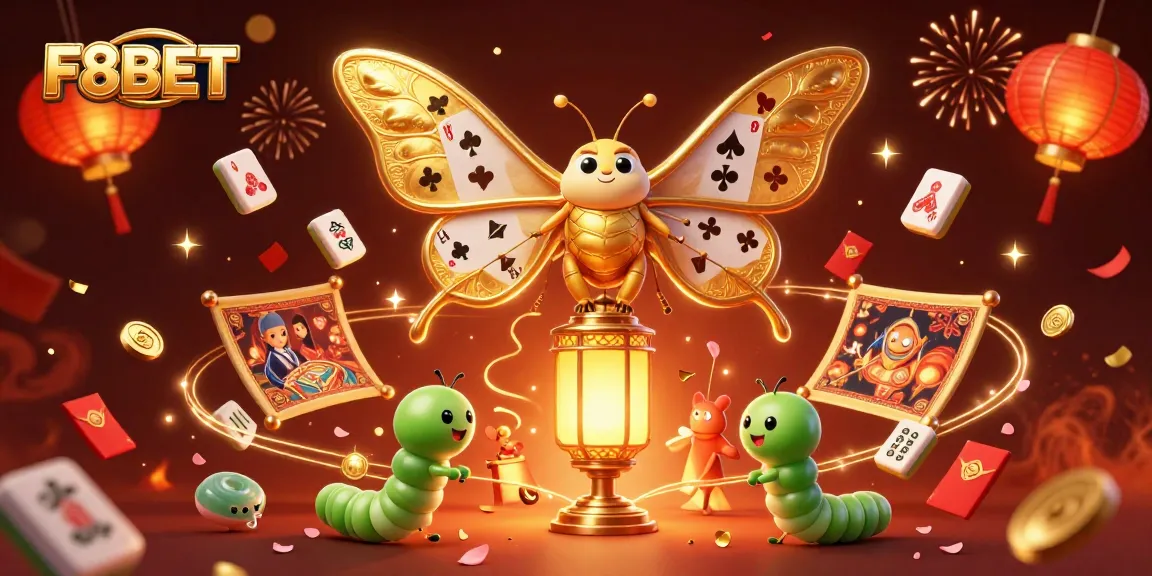 Experience exhilarating games at F8BET with vibrant casino scenes and golden motifs.