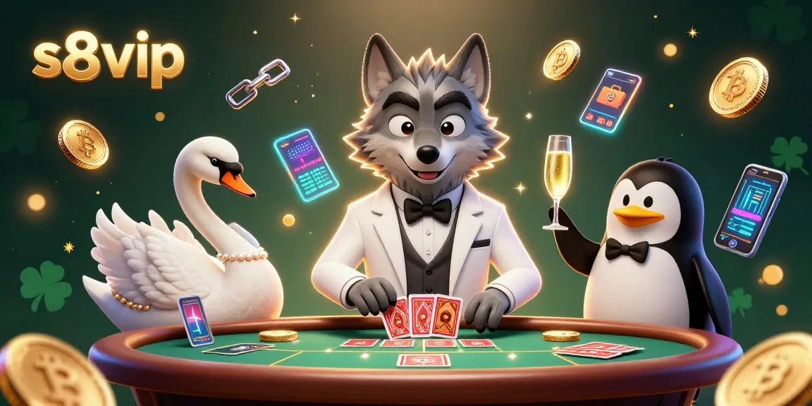 Experience top-tier gaming at s8 vip with elegant casino characters and vibrant crypto elements.