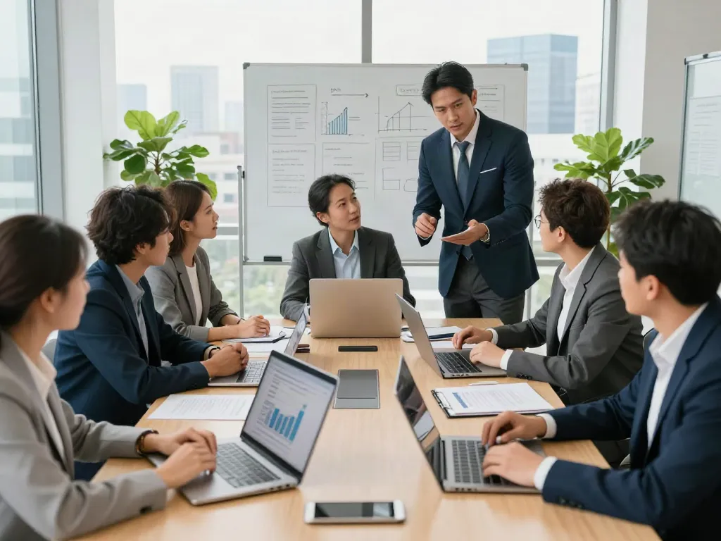 Lead Roedl business team collaborating on legal strategies in modern office