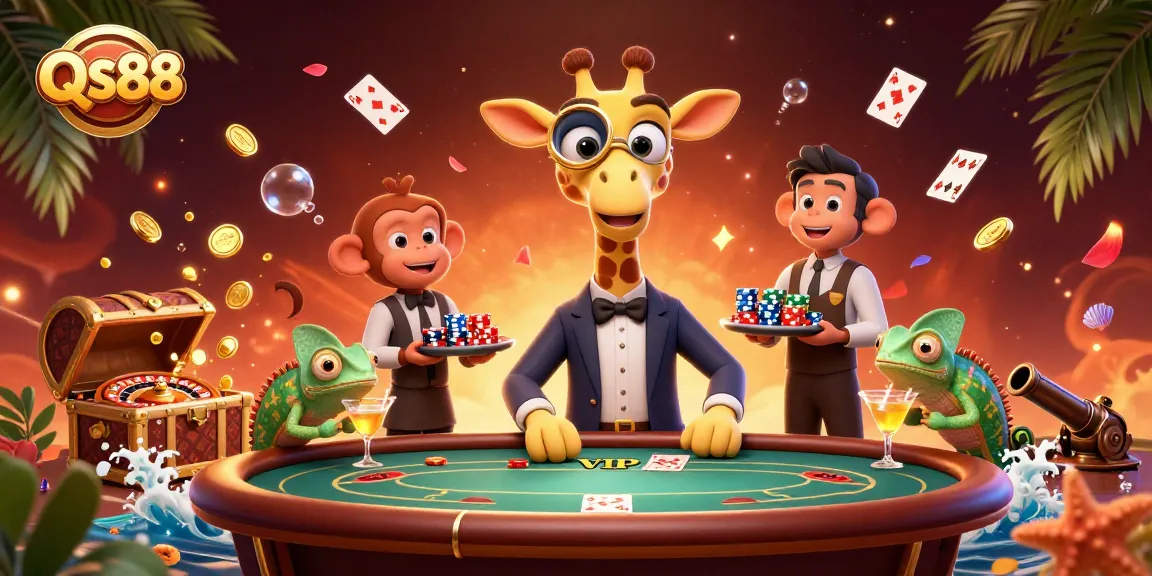 Experience thrilling gaming with QS88's vibrant characters and dynamic casino elements.