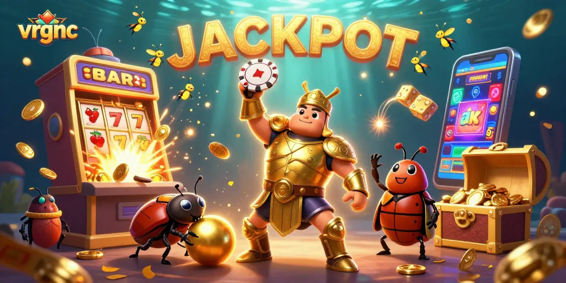 Experience thrilling jackpots with vrgnc at a vibrant casino scene featuring dynamic characters and exciting gaming elements.
