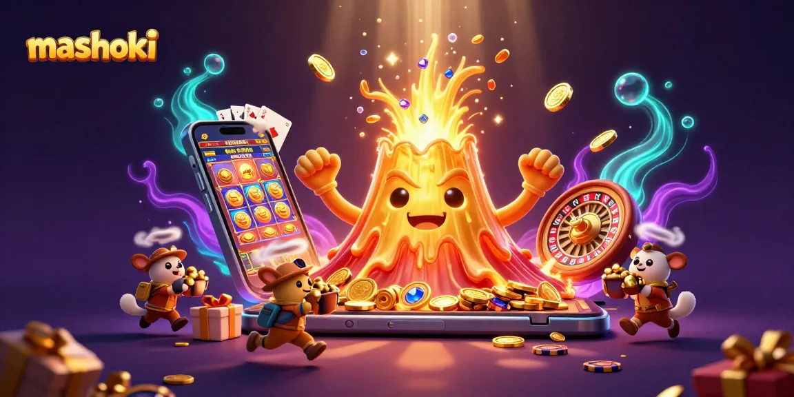 Experience mashoki adventures with a volcano, treasures, and thrilling casino games.
