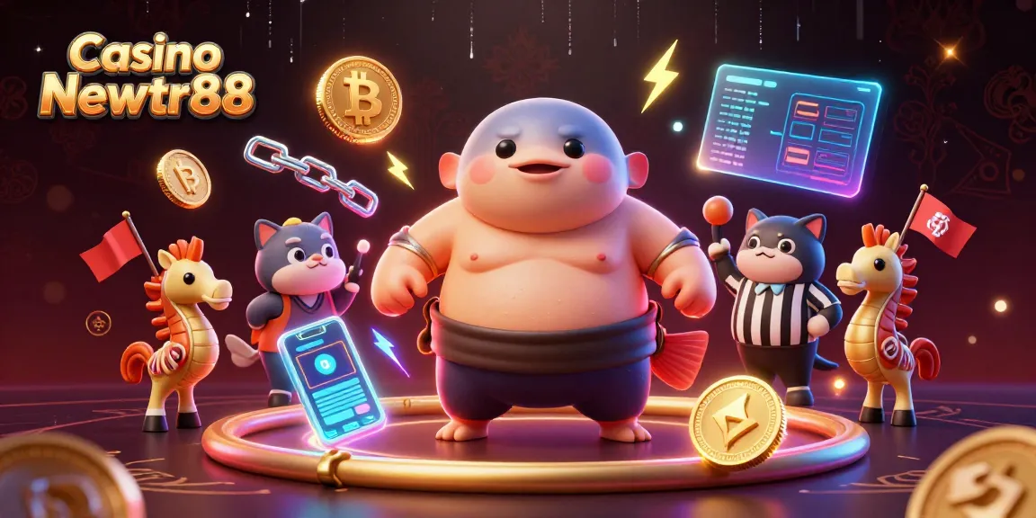 Engage with dynamic gaming at Casino Newtr88 featuring a colorful underwater scene with unique characters and crypto elements.