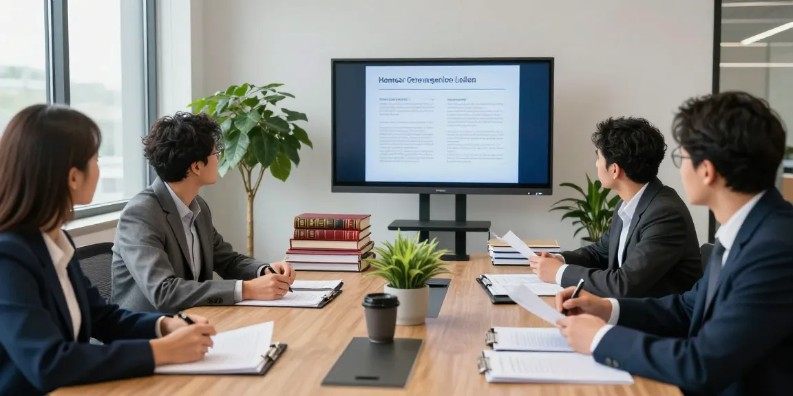 Look at here now, legal professionals collaborating in a modern office setting
