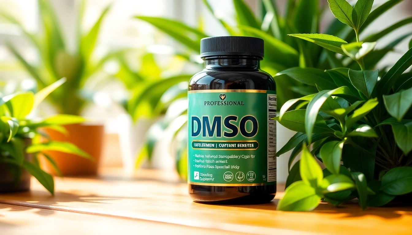 Showcasing a DMSO supplement bottle, highlighting its key features and natural setting.