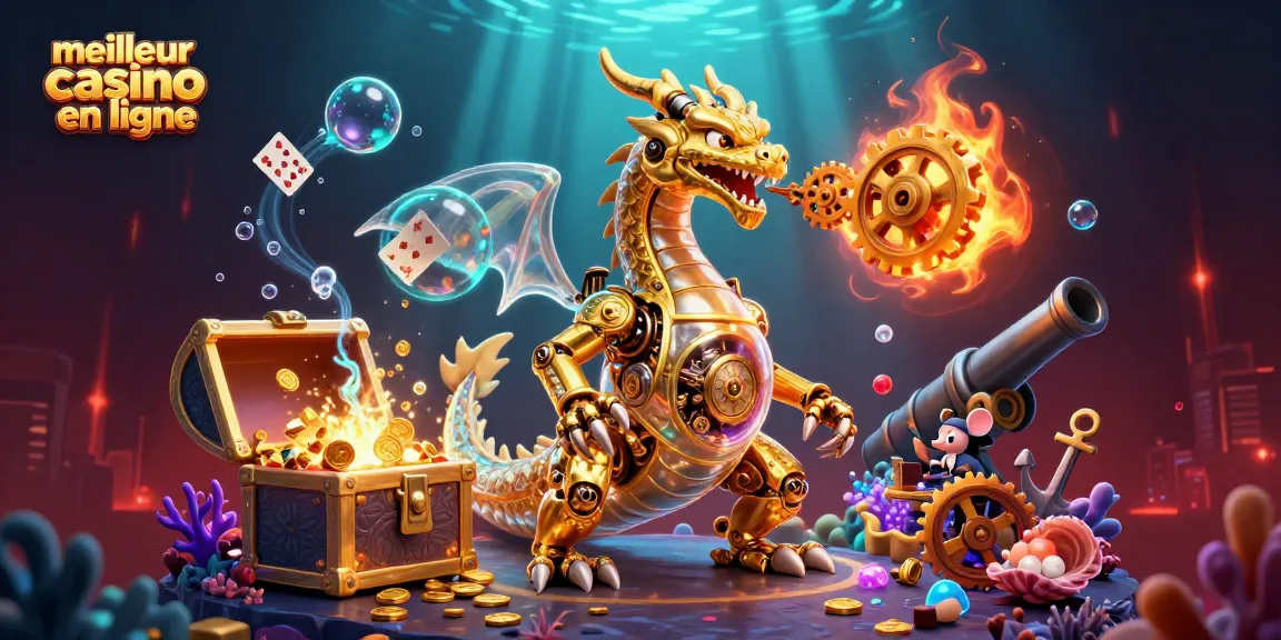 Plonger dans le meilleur casino en ligne avec un dragon doré et des joyaux scintillants.