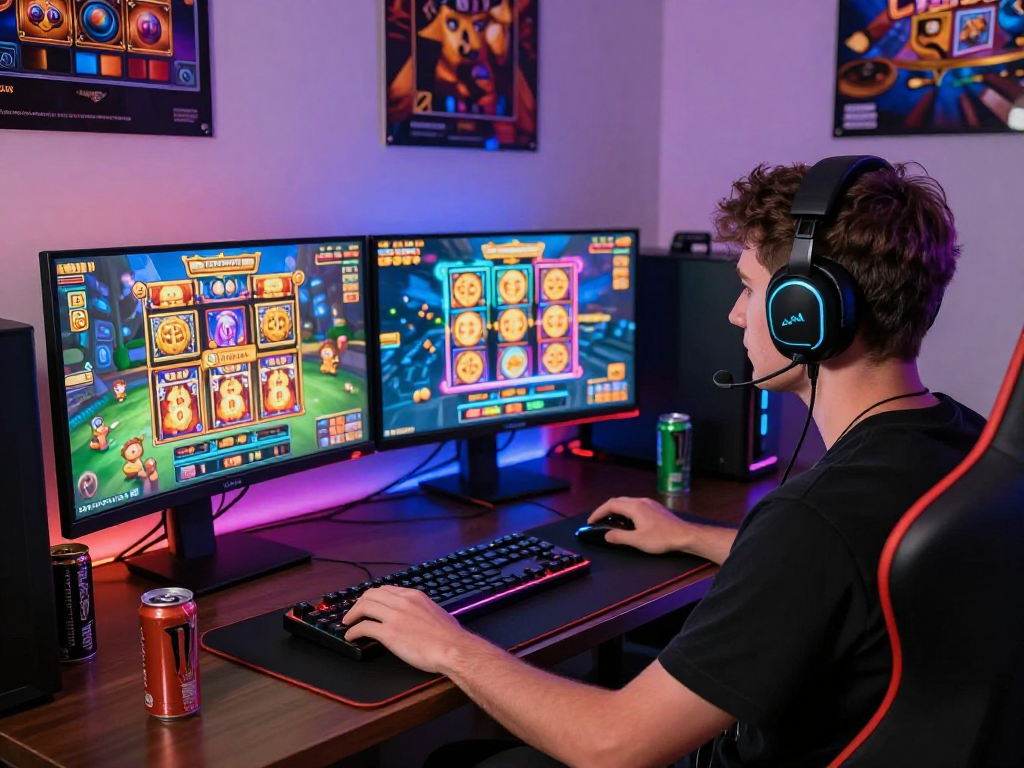 Player engaging in situs888 login while playing exciting slot games in a vibrant gaming environment.