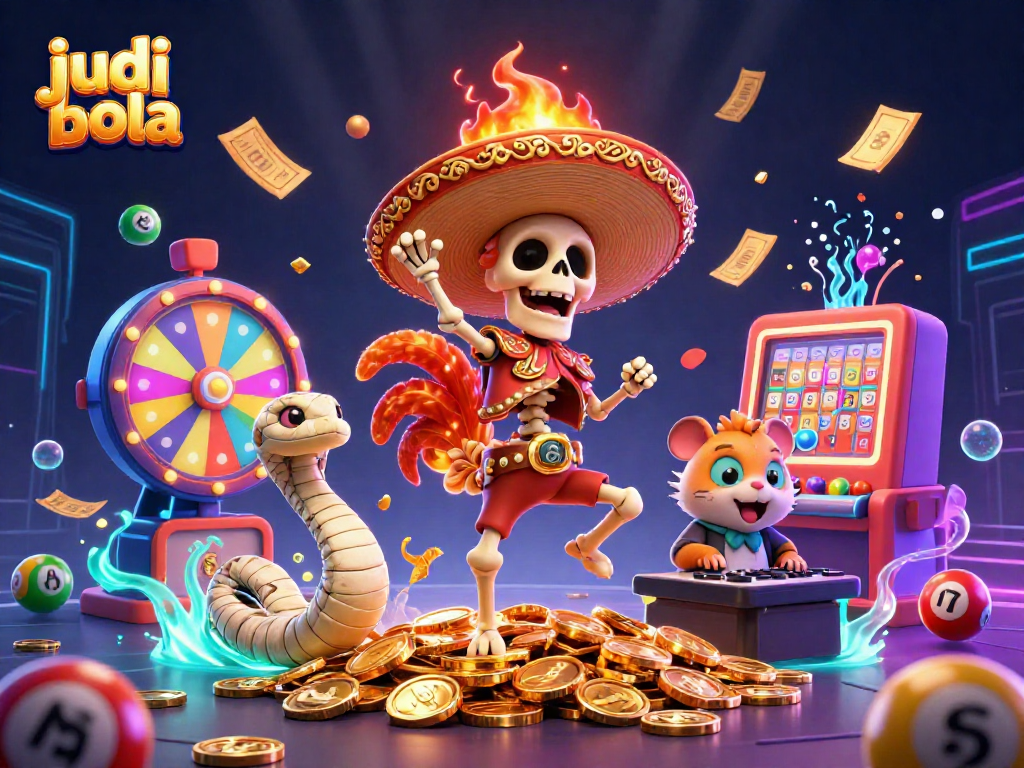 Experience judi bola excitement with a lively illustration featuring colorful lottery balls and vibrant gaming elements.