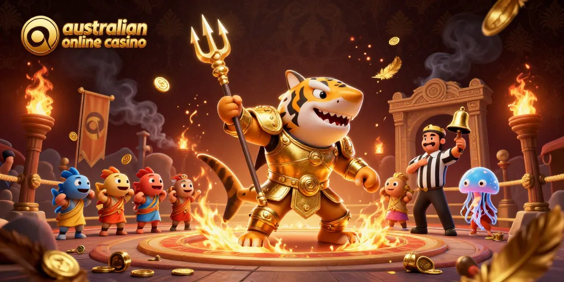 Immerse in the underwater excitement of the australian online casino with a gladiator shark arena.