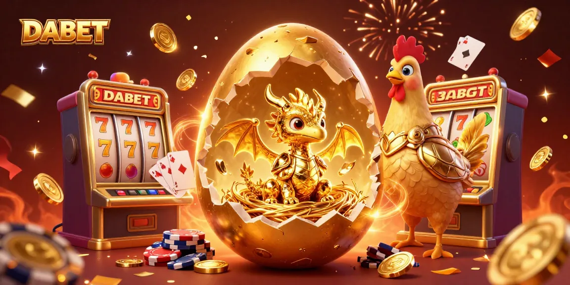 DABET offers a thrilling casino experience showcasing a golden dragon among poker chips, highlighting excitement.