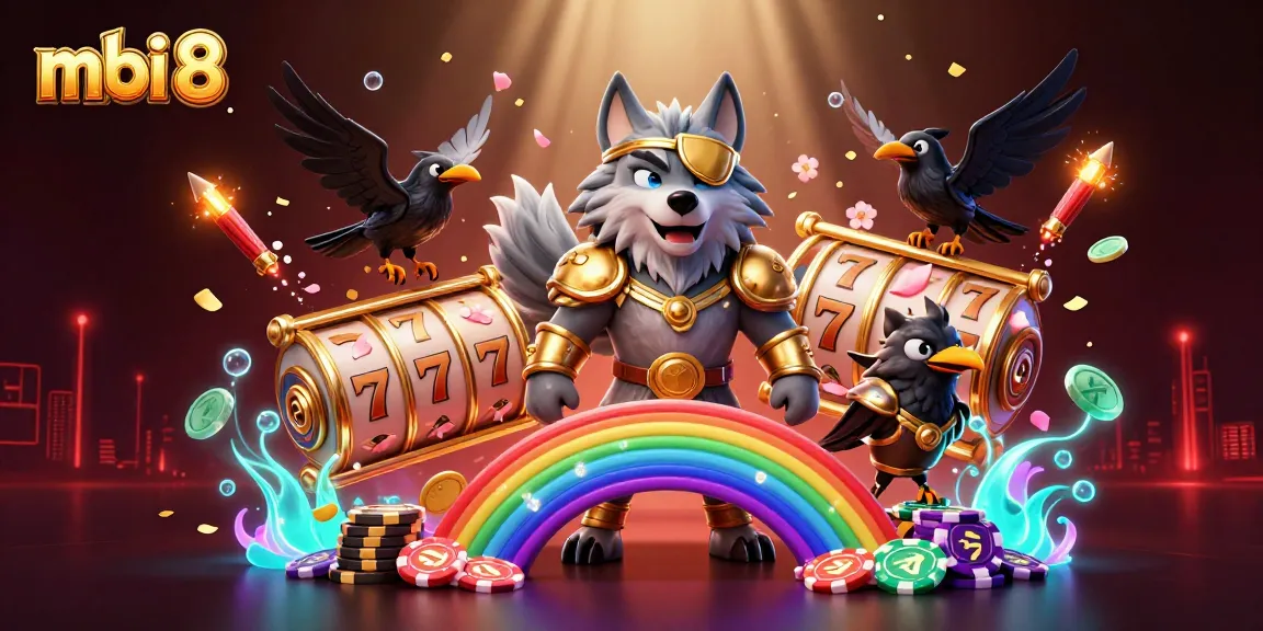 Experience thrilling gameplay with mbi 8 as Odin and his ravens celebrate winning slots in a vibrant casino.